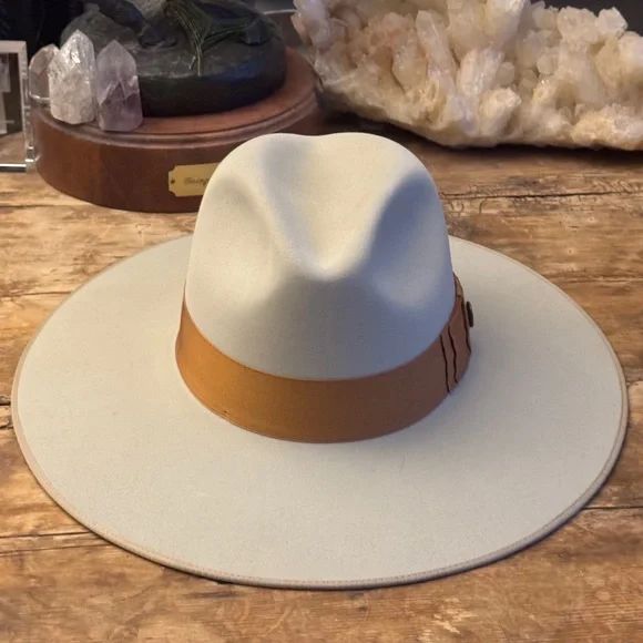 New Stetson Tri-City Silverbelly Flat Brim Felt Fedora Kemosabe Cowboy Hat 7 56 - Picture 2 of 5